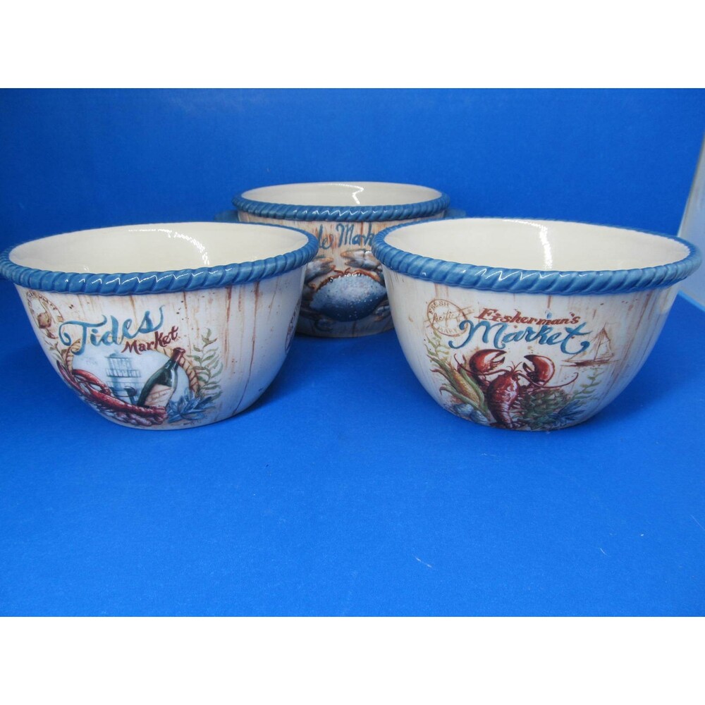Certified international Seaside Market Bowls bundle of 3